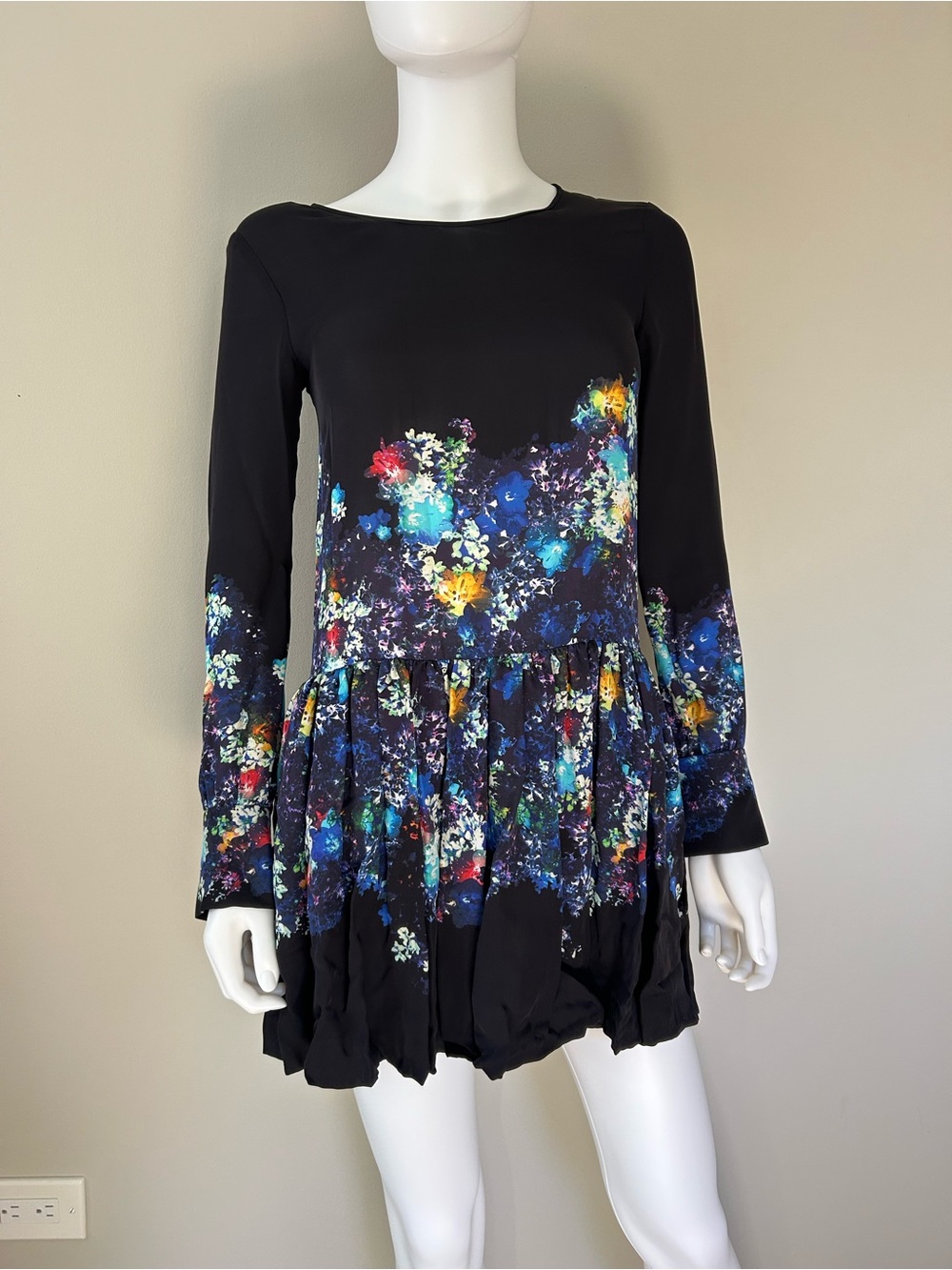 Marissa Webb Runway Spring 2014 100% Silk Floral Bubble Hem Mini Dress XS